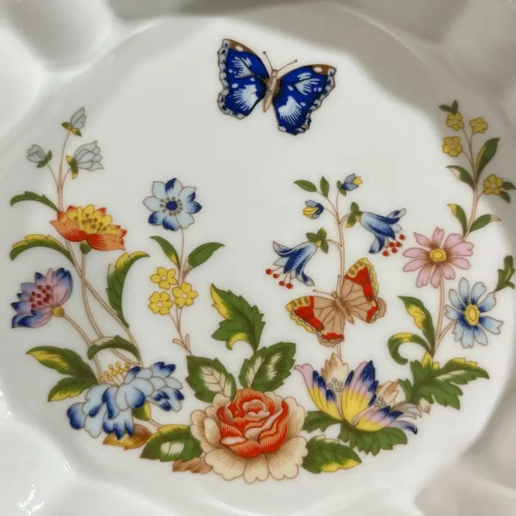 Aynsley Fine Bone China Cottage Garden Trinket Dish Made In England, Aynsley Butterflies And Flowers Bone China Dish