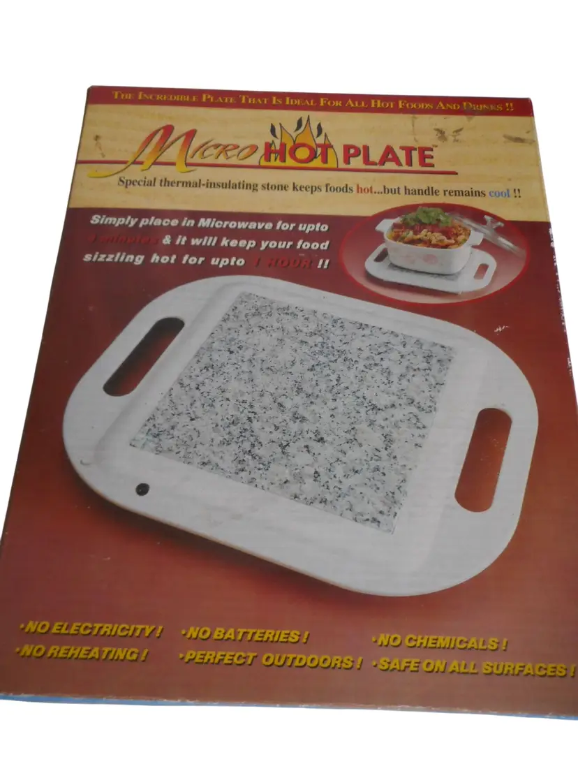 NIB Micro Hot Plate Thermal insulating Stone Keeps Food Hot Handles Stay Cool #2