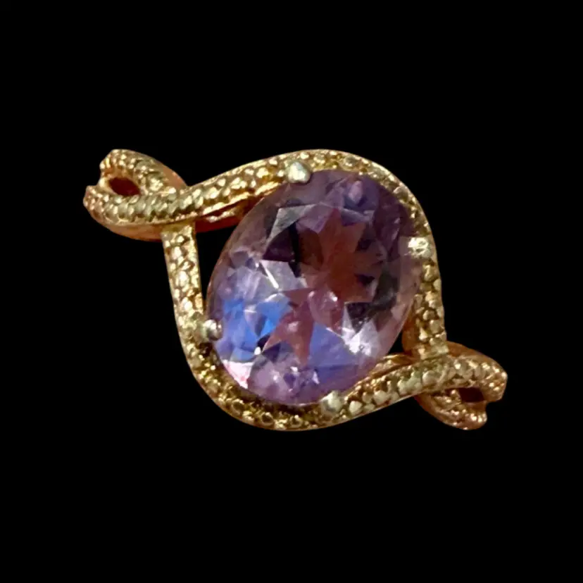 Vintage STS Chuck Clemency Sterling Silver Prong Set Amethyst Ring Size 7
