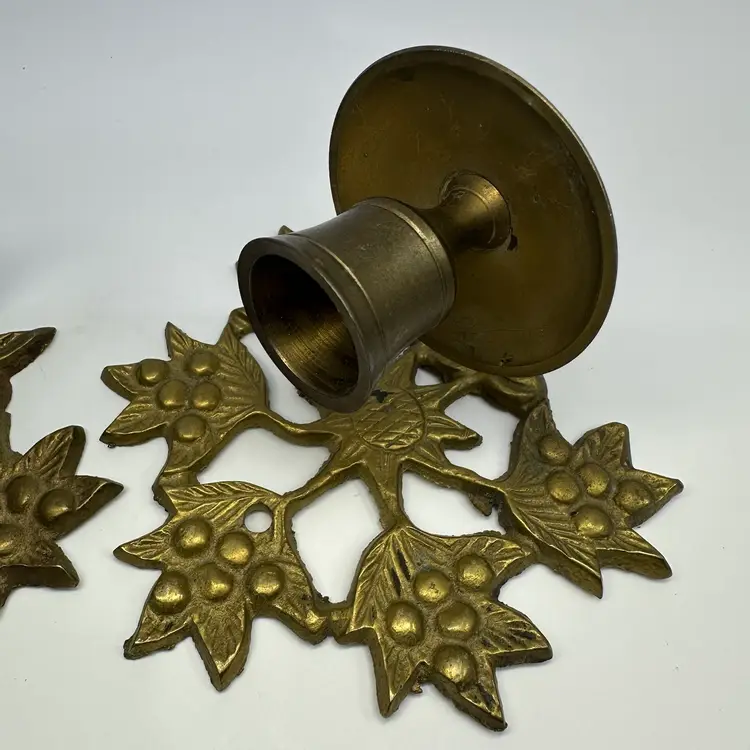 Pair Of Brass Candle Wall Scones
