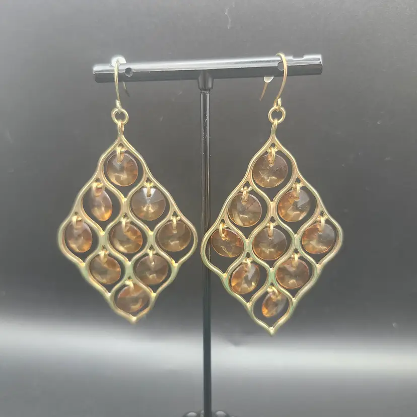 Retro Amber Dangle Earrings