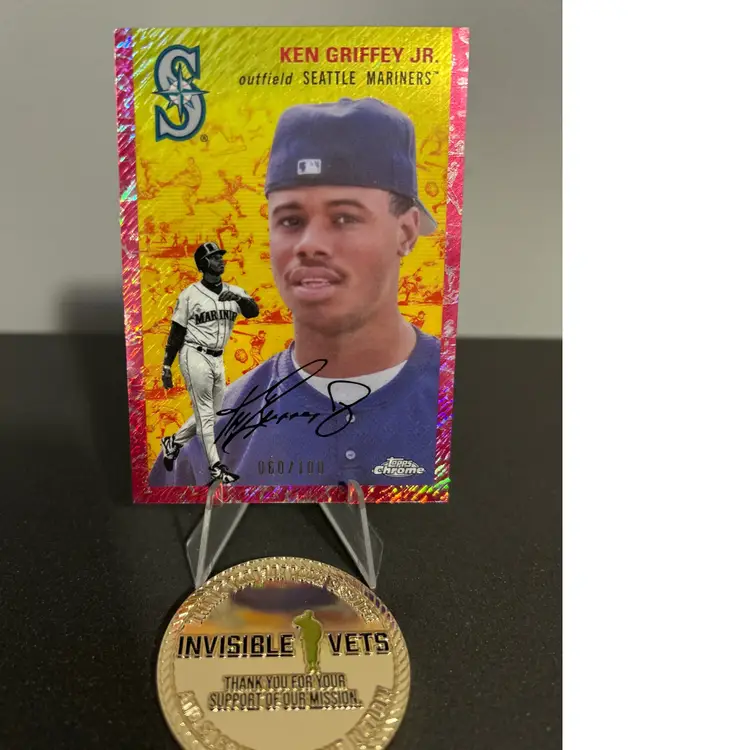 KEN GRIFFEY JR 2023 TOPPS CHROME PLATINUM TOILE FUCHSIA LAVA #060/100