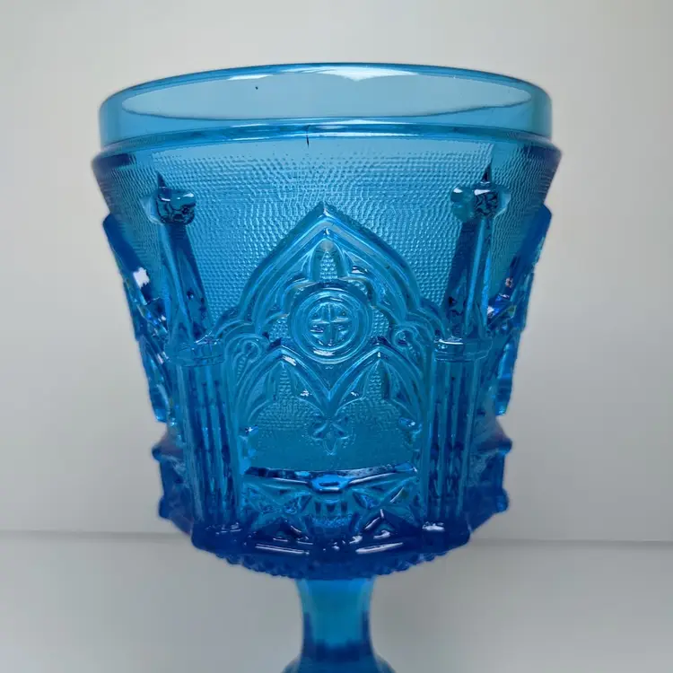 Fenton Red-Cliff Sable Arch Cobalt Blue Glass Goblet Stem 1960-1970s USA Vtg