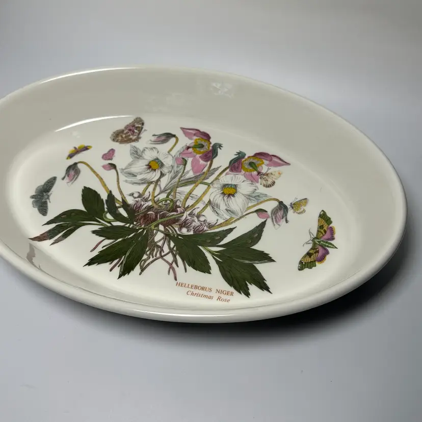 Portmeirion Botanic Garden Christmas Rose Oval Baking Casserole Dish