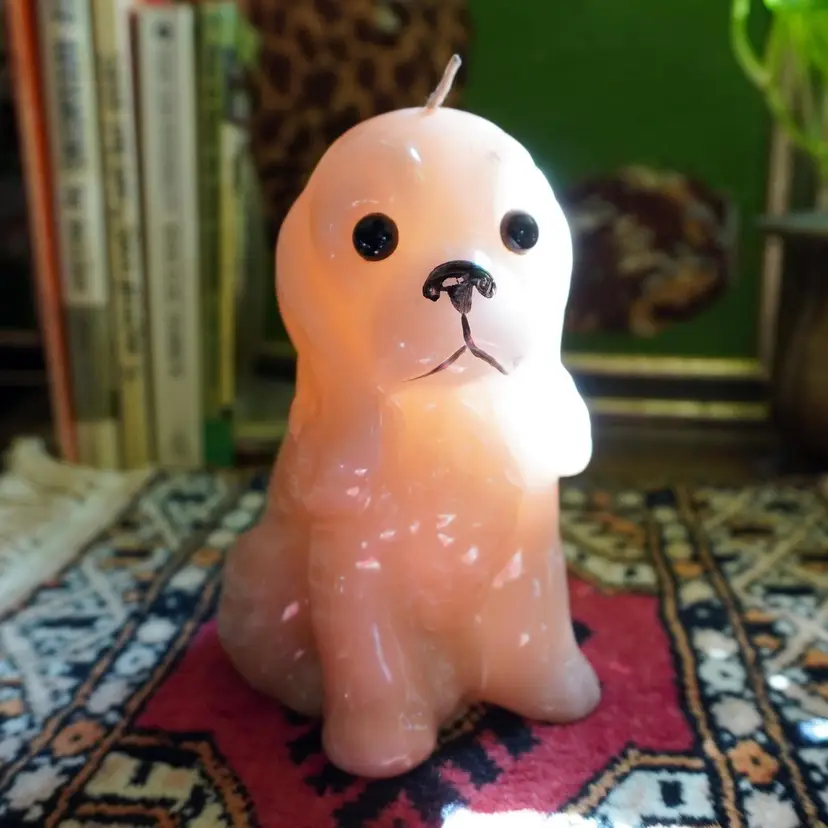 Vintage Kitschy Pink Cocker Spaniel Dog Unused Candle | 1960s Novelty Candle