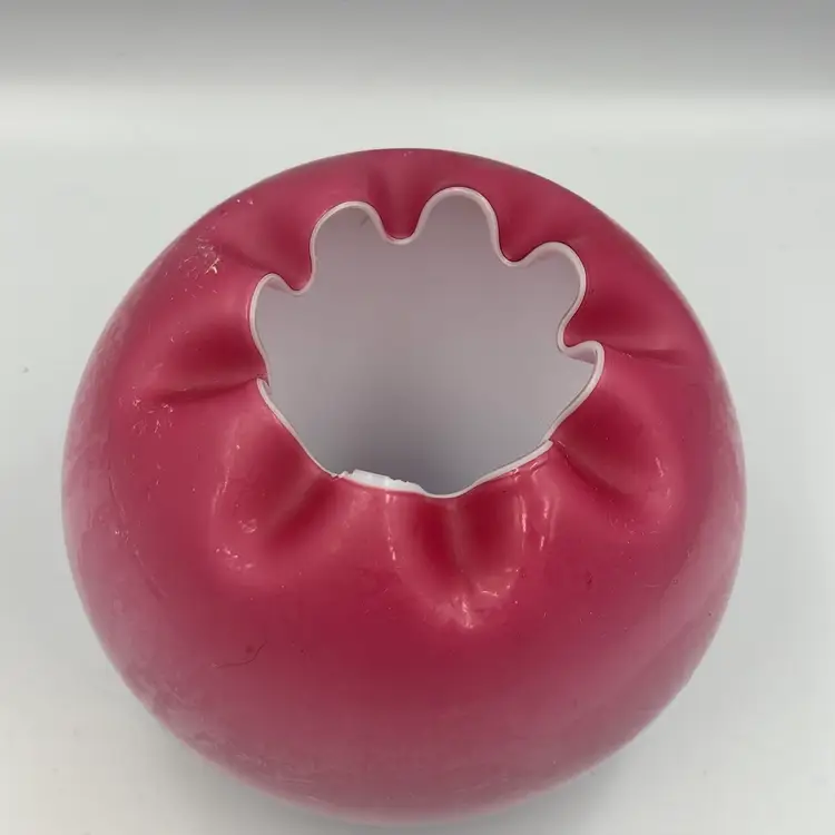 Pink Ombre Cased Glass Crimped Rose Bowl Vase 4.5”