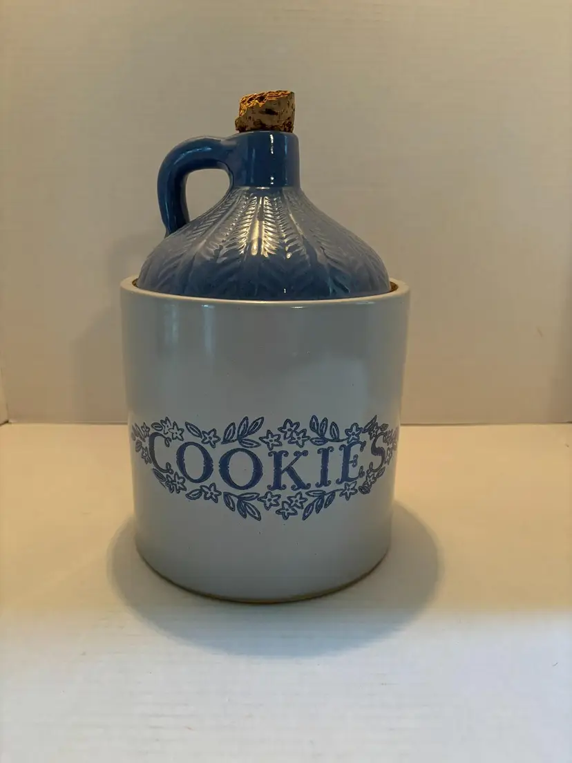Vintage Monmouth USA Pottery Cookie Jar in Jug Style with Original Cork Stopper
