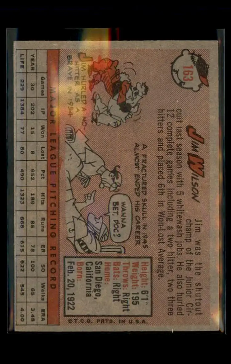 1958 Topps #163 Jim Wilson - (pk4) - Chicago White Sox