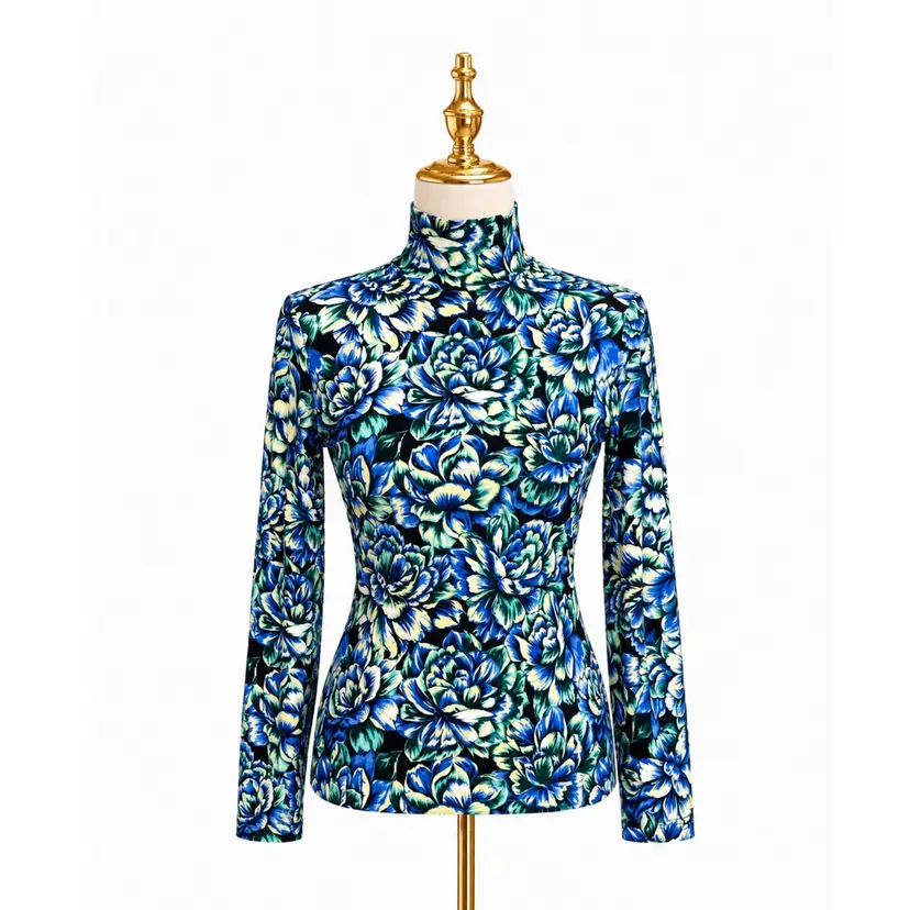 Paco Rabanne Floral Print Turtleneck Sz 36