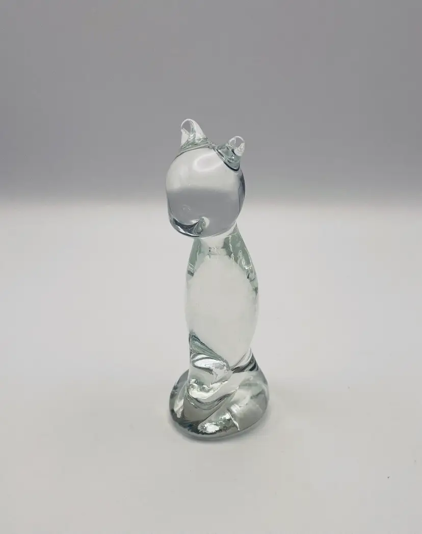 CAT!, Sleek Clear Glass Figurine, 5” Tall Sitting Kitty. Excellent Condition!