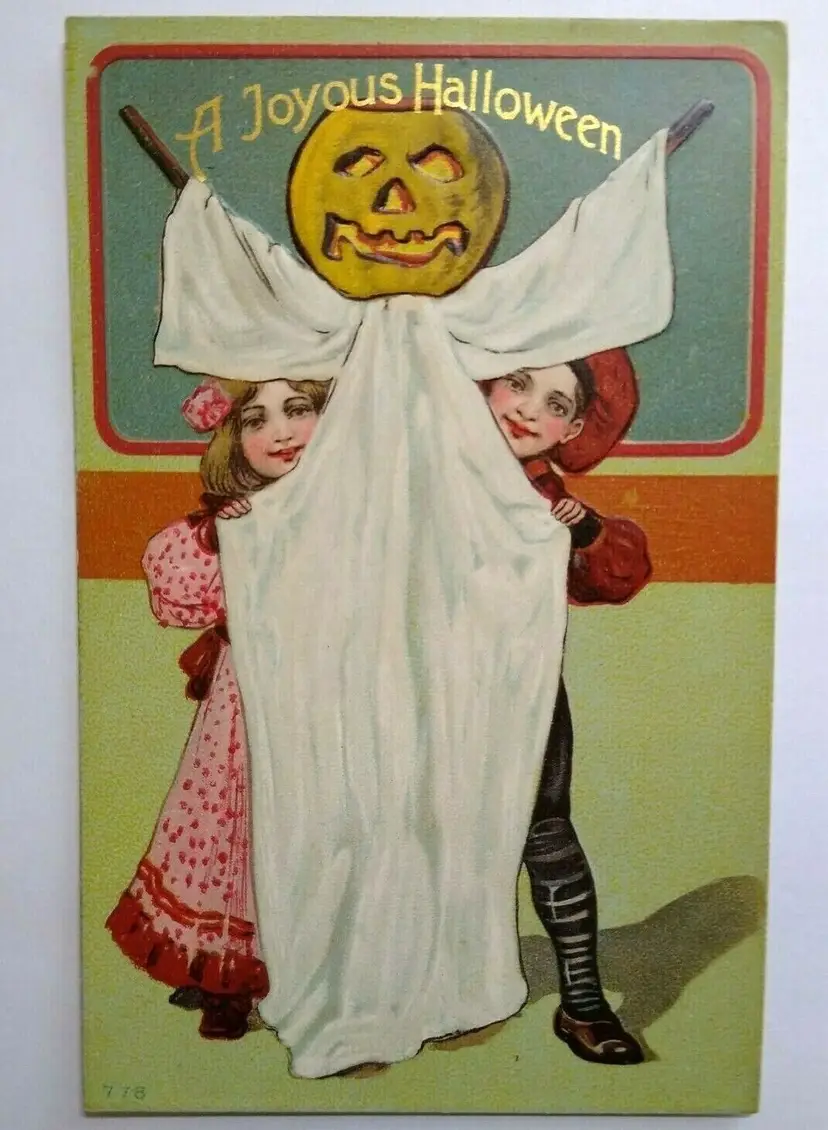 Halloween Postcard Paul Finkenrath Series 778 Embossed Antique Unused Ghost