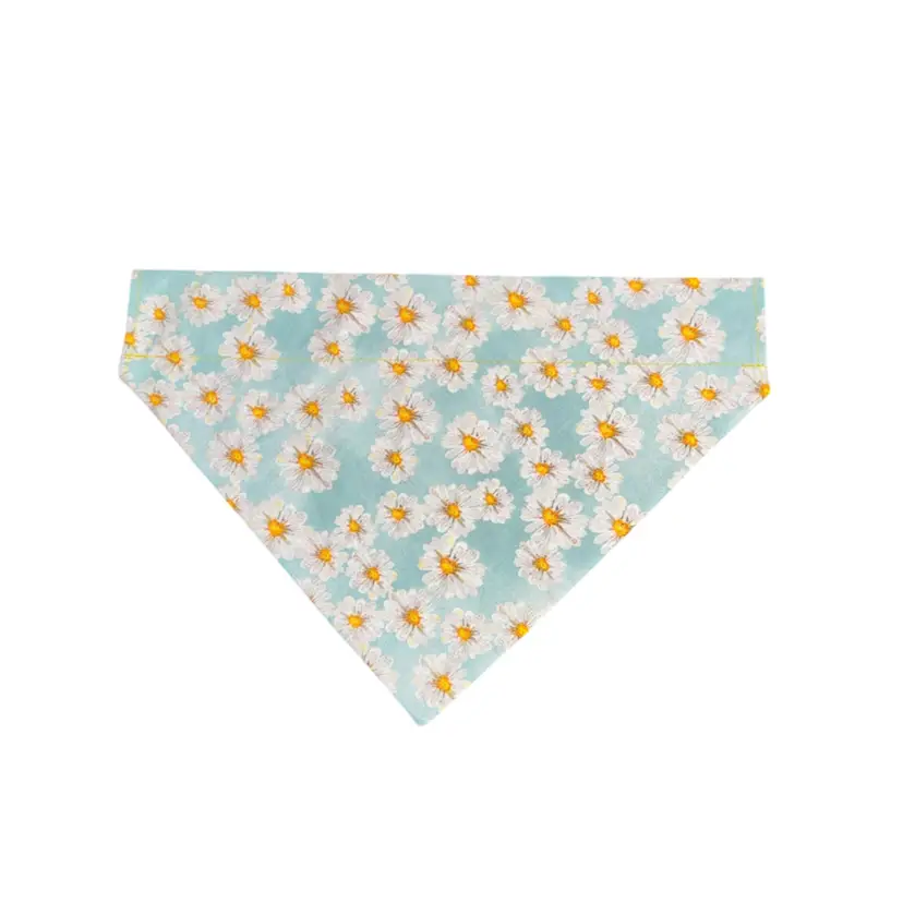 Dog Bandana Size Large Yellow & Daisy Print Dog Handmade Size 12” Wide