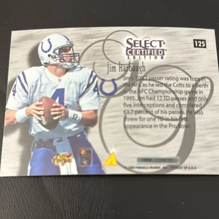 Jim Harbaugh 1996 Pinnacle Select Certified Silver Spirals Mirror Blue #125