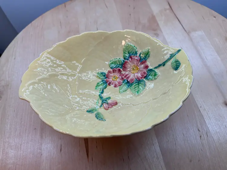 Carlton Ware Australian Yellow Wild Rose Pedestal Bowl