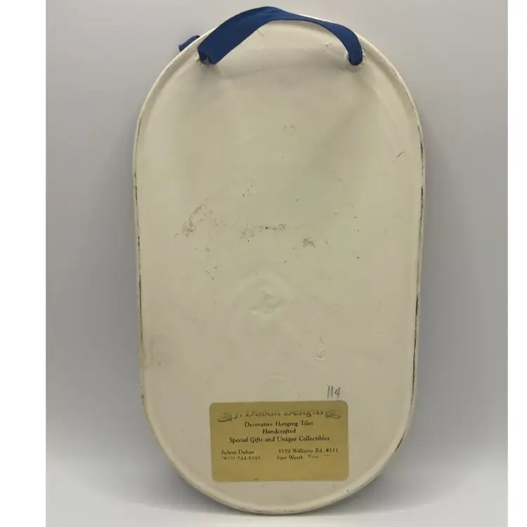 Vintage Hanging Tile By Joann Duban, Folk Couple, 8 1/2”x 5”