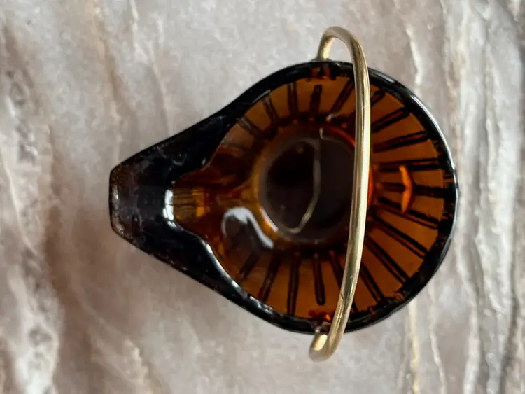 Vintage Small Root Beer Brown Glass Coal Bucket Made in Taiwan Republic of China