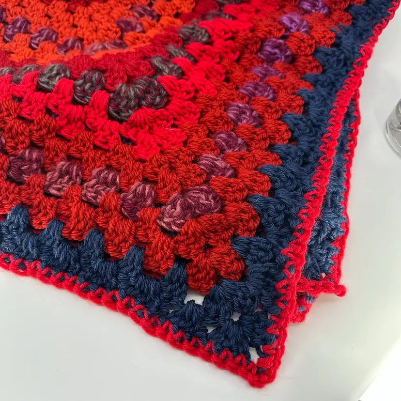 Handmade Afghan Small Light-Weight Throw 36”