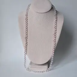 Rose Quartz Beaded Stone Necklace Single Strand