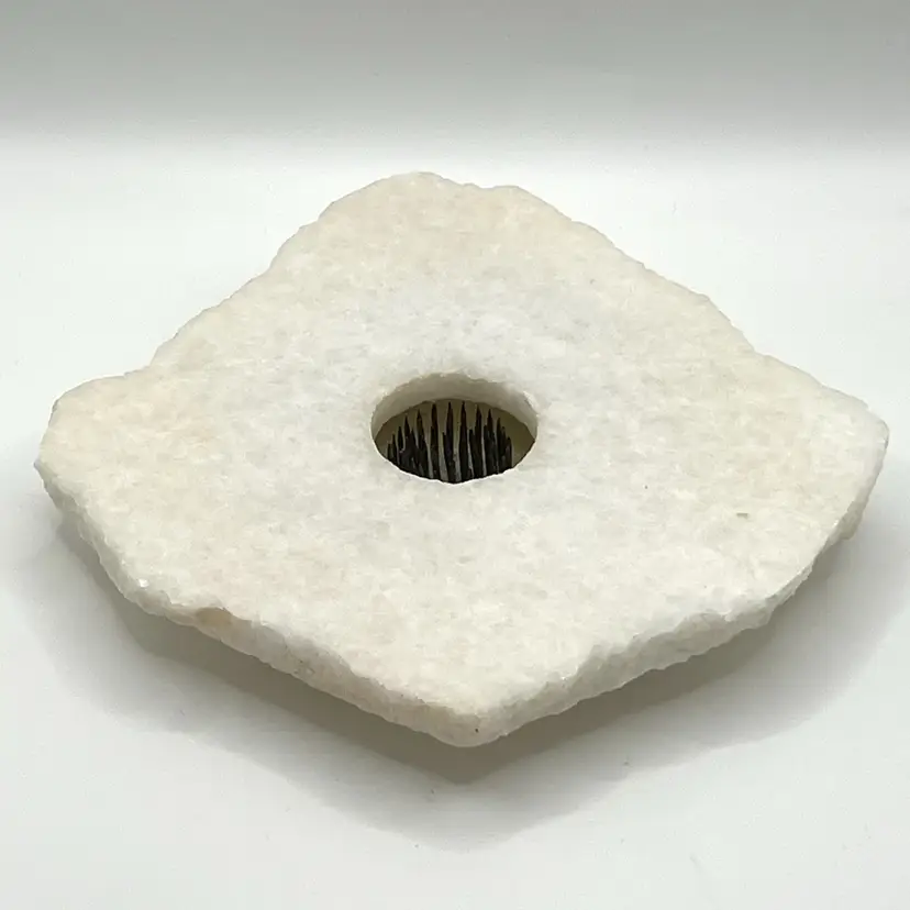 Duraco Products 1992 White Marble Irregular Shape Ikebana Flower Frog Vase