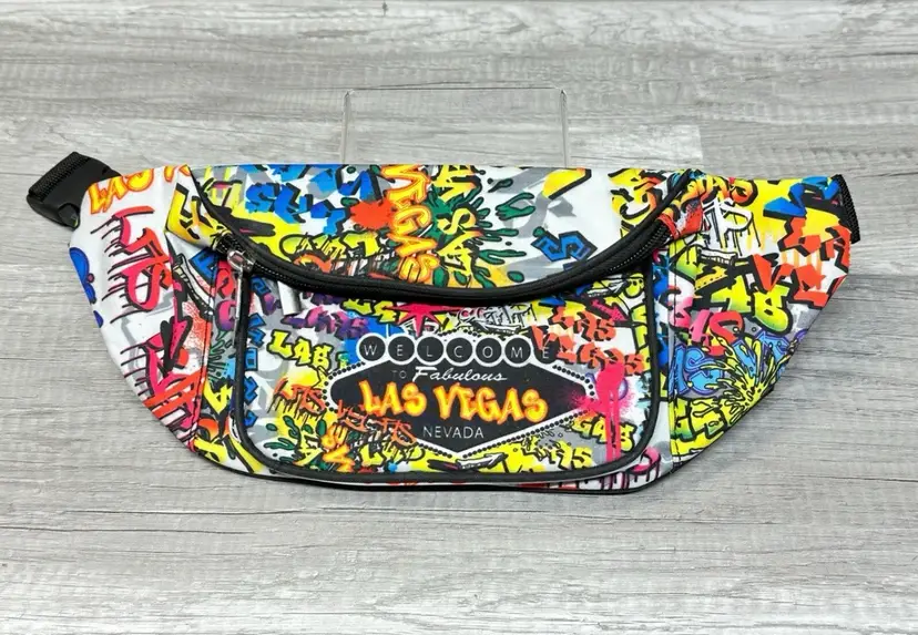 Las Vegas 90’s style graffiti Fanny pack waist belt shoulder bag Poker Pouch