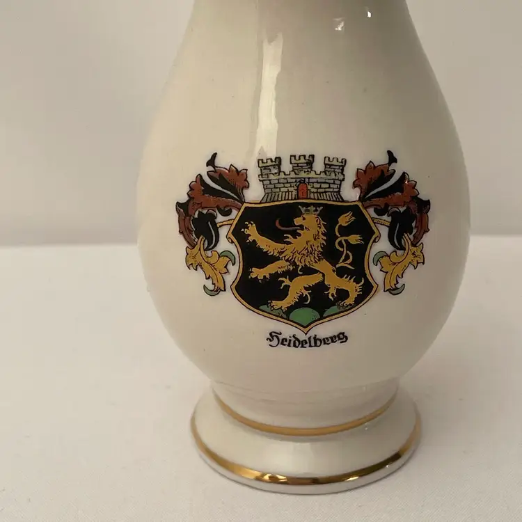 Vintage Porcelain Mini Bud Vase Heidelberg Lion Made In Germany