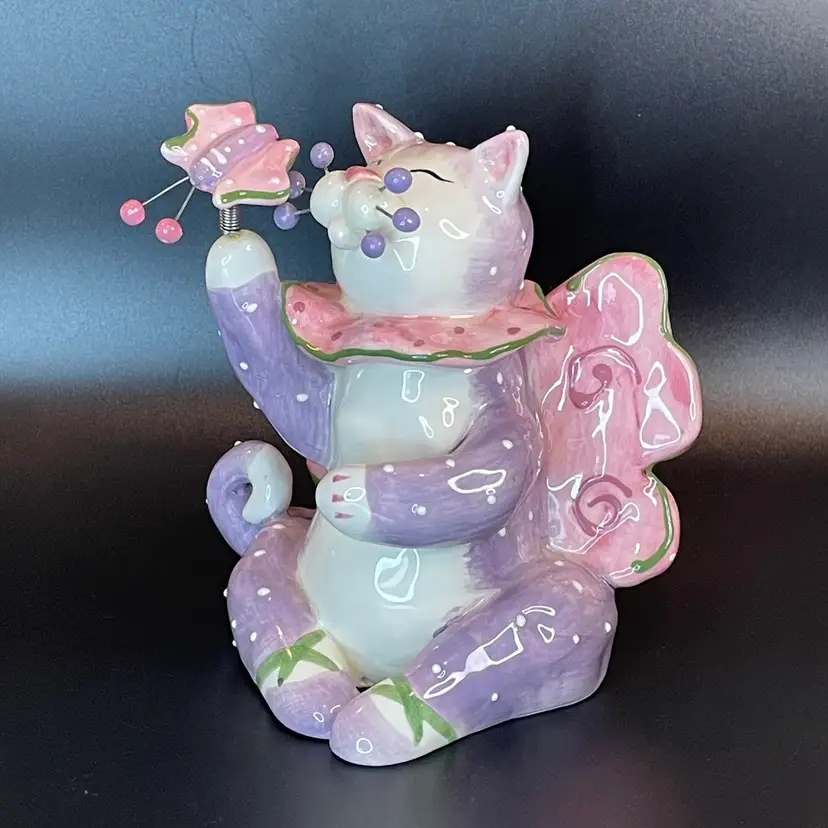 Amy Lacombe #86035 Butterfly Fairy Kitty Cat Whimsical Figurine Signed VTG 2003