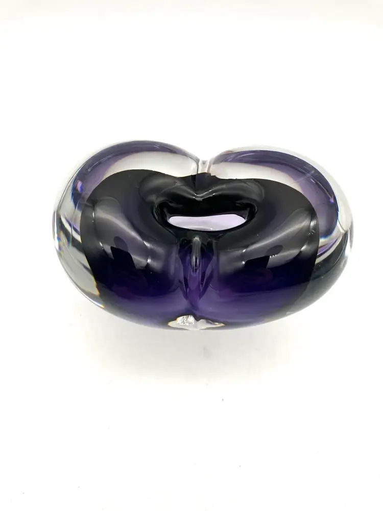 BIN - Vintage Rosenthal Purple Heart Glass Sommerso Bud Vase Paperweight - Brazil