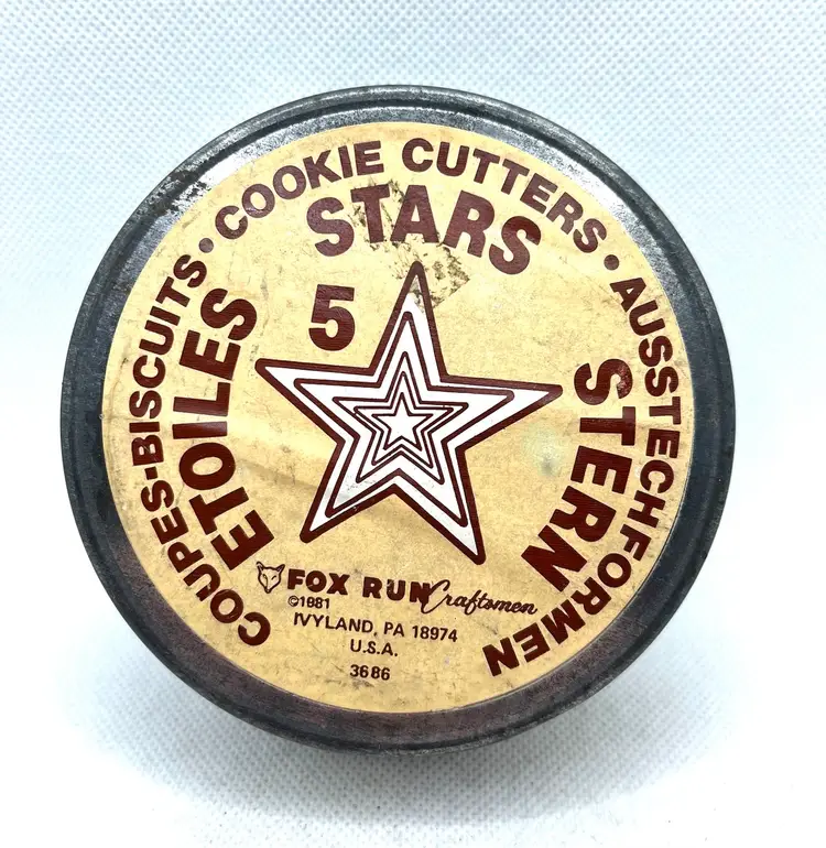 Vintage Fox Run Craftsmen 5 Stars Cookie Cutter Set  Original Storage Tin