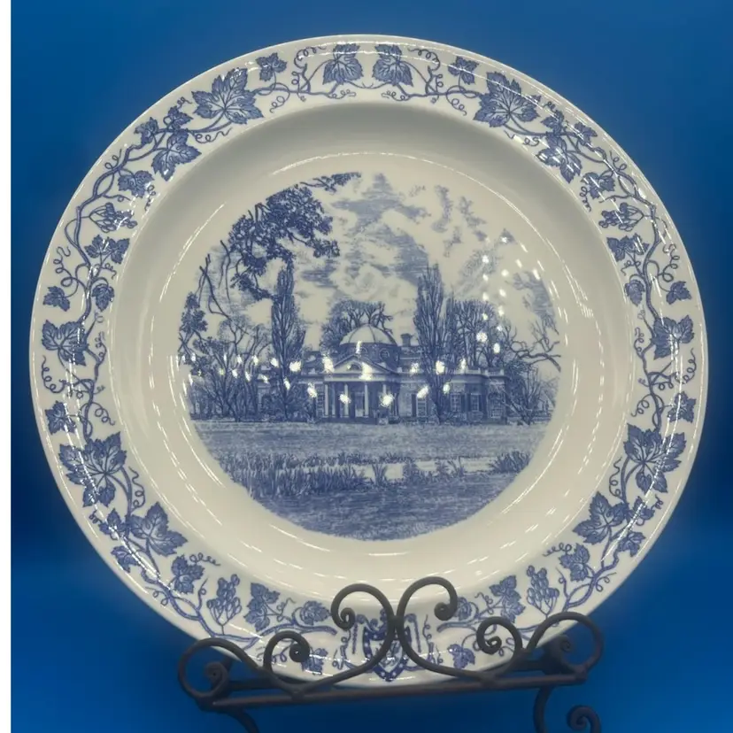 Wedgwood Monticello Blue Transfer Ware Plate Mid 20th Century England