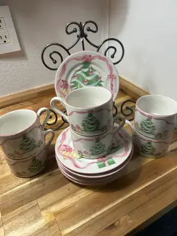 Sango Home For Christmas Cups With Saucers Set Of 6