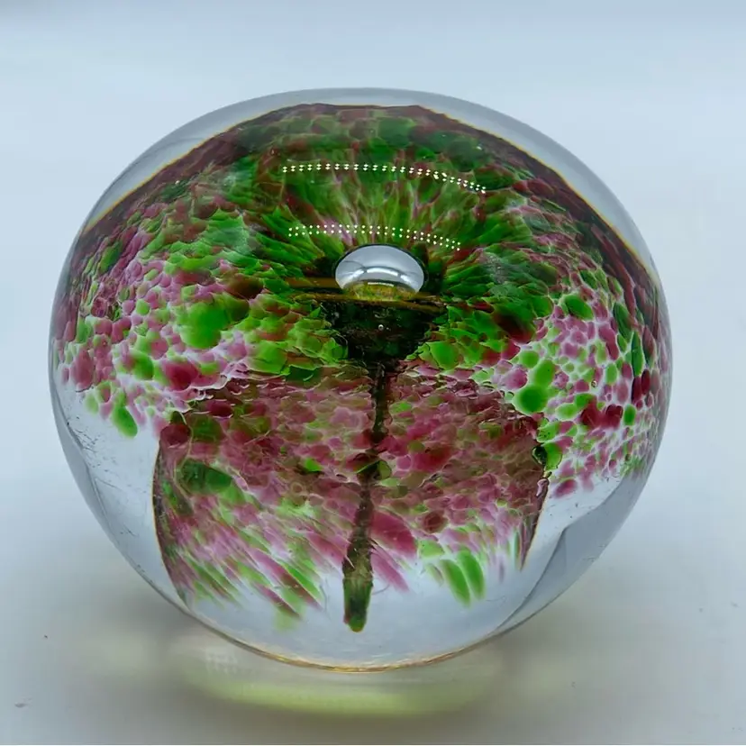 #0009 Purple And Green signed and numbered limited edition Wedgwood art glass paperweight.