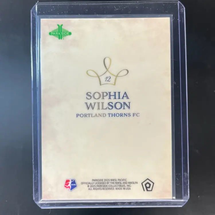 Sophia Wilson 2025 Parkside Pacific NWSL Majestic /99 Soccer Card