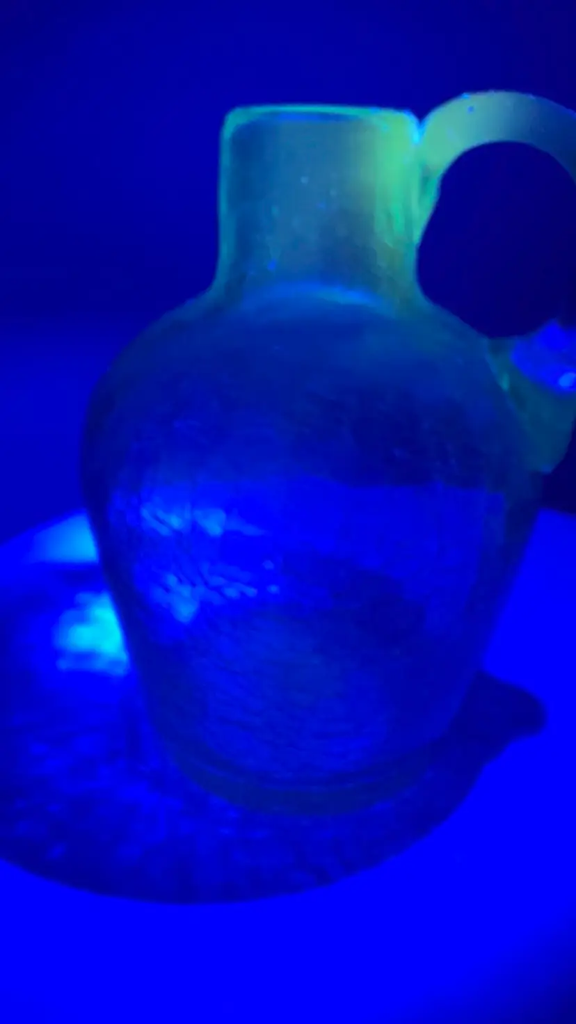 VTG Handblown Blue Crackle Glass Pitcher