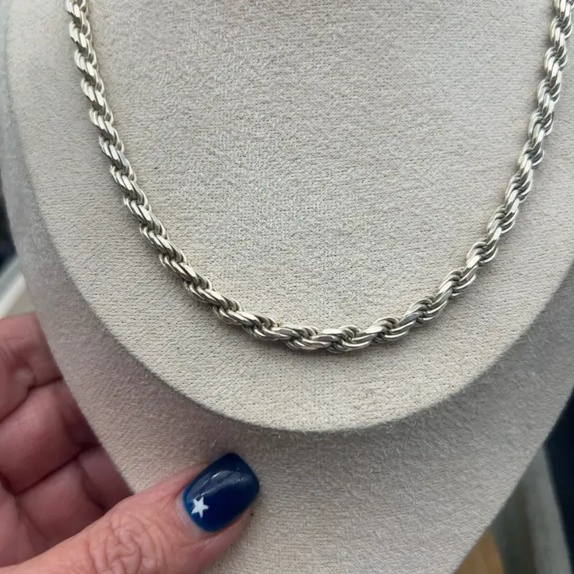 925 Sterling Silver Italy Braided Rope Chain Necklace 19” 37g Heavy Woven Link