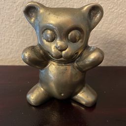 VTG Solid Brass Teddy Bear 4" Figurine Paperweight / Bookend