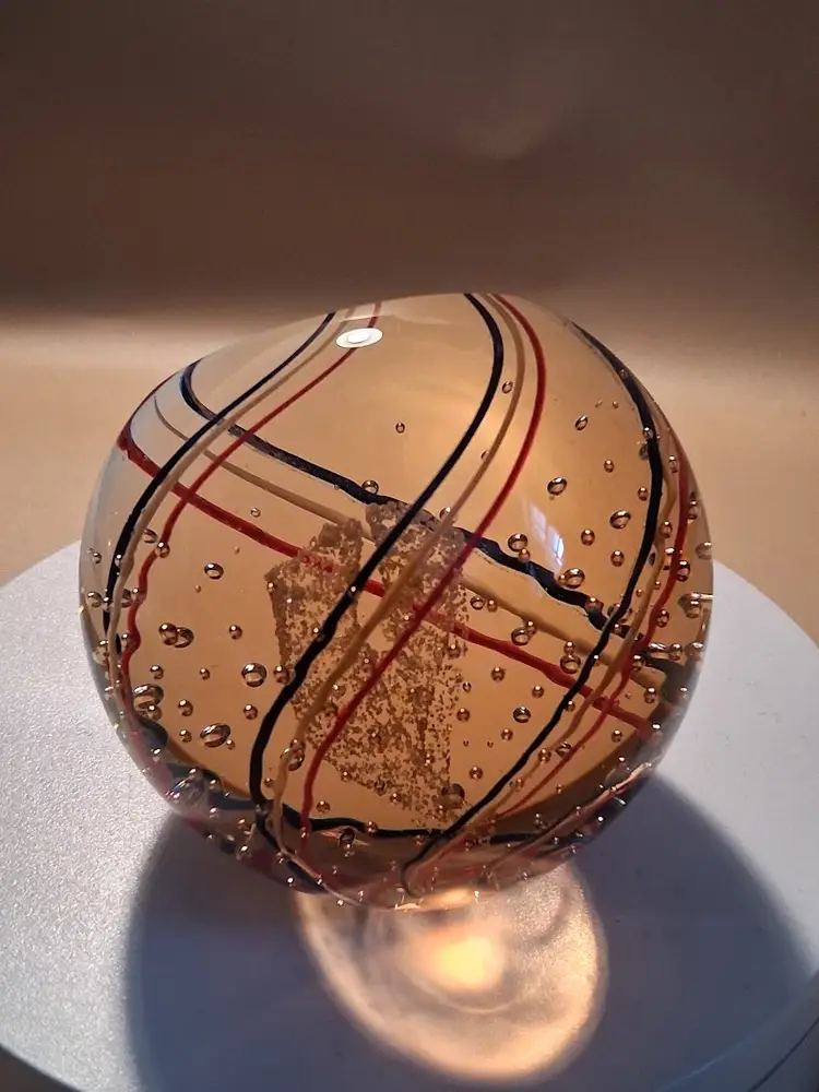 Vintage Caithness Scotland '50th Celebration' Red, White & Blue, Paperweight