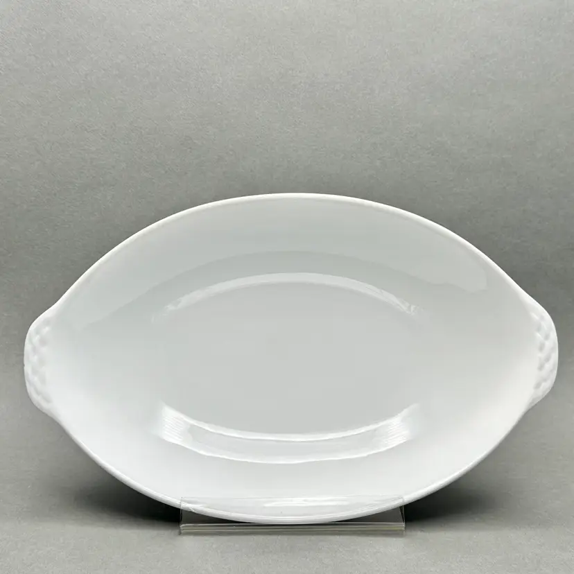 Vintage China Pearl “Solitaire” Fine China Oval Vegetable Serving Bowl With Basket Weave Handles