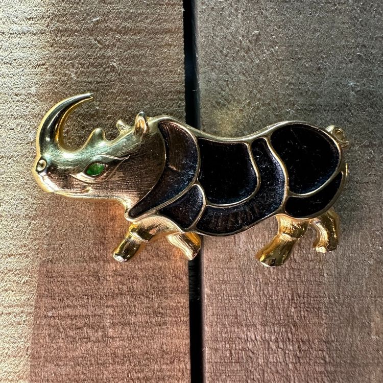 Vintage LUPÉ Rhino Brooch