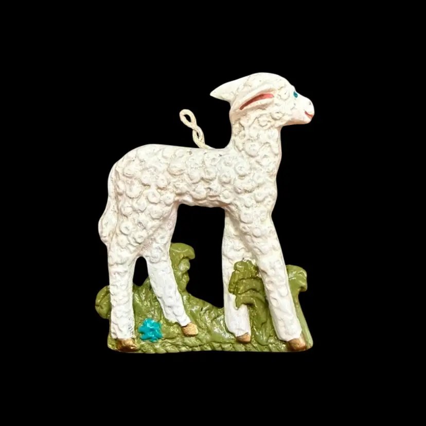 Vintage Wax Ornament Cast From Antique German Mold | Lamb c. 18th Century
