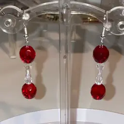 2” Drop Red Glass Earrings! 925 Stamped  Fish Hooks.  Made By Me! Handmade!