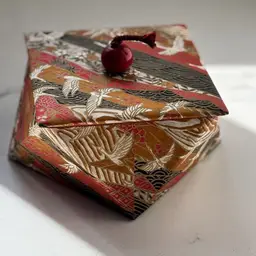 Vintage Japanese Washi Paper Lidded Trinket Box