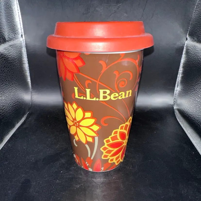 LL Bean Porcelain Coffee Travel Mug W/Silicone Lid