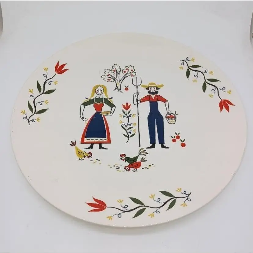 Dinner Plate, Rhythm by Homer Laughlin, Farm Couple, 10 in., American Provincial 1954