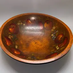 Vintage Weston Bowl Mill, Vermont.  Hand Painted Wooden Apples Berries Fruit