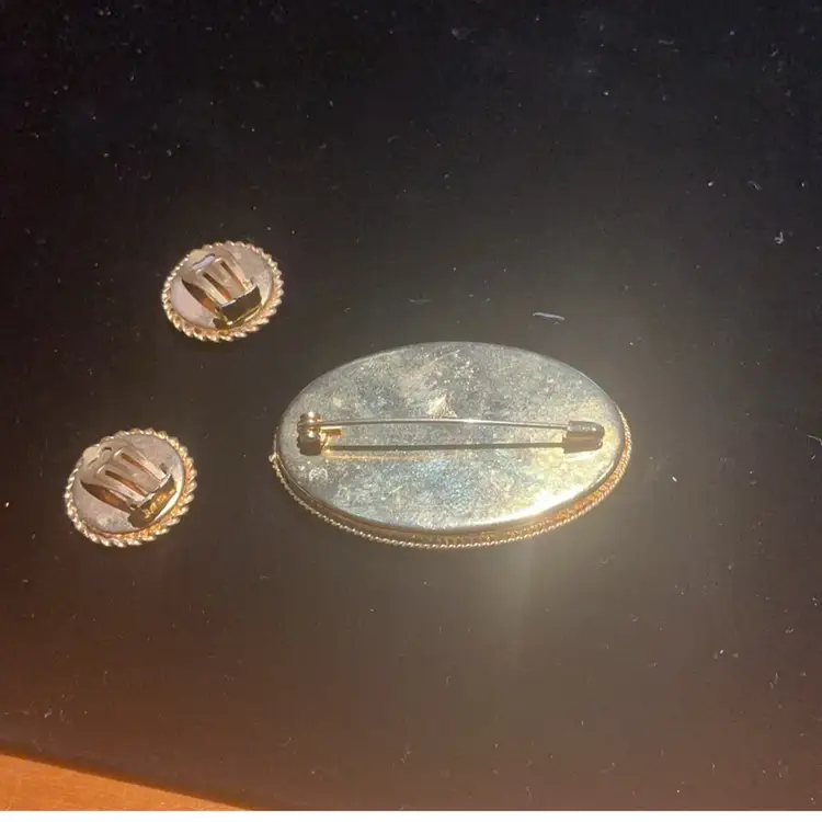 Vintage Micro Mosaic Italy Brooch Earrings Set