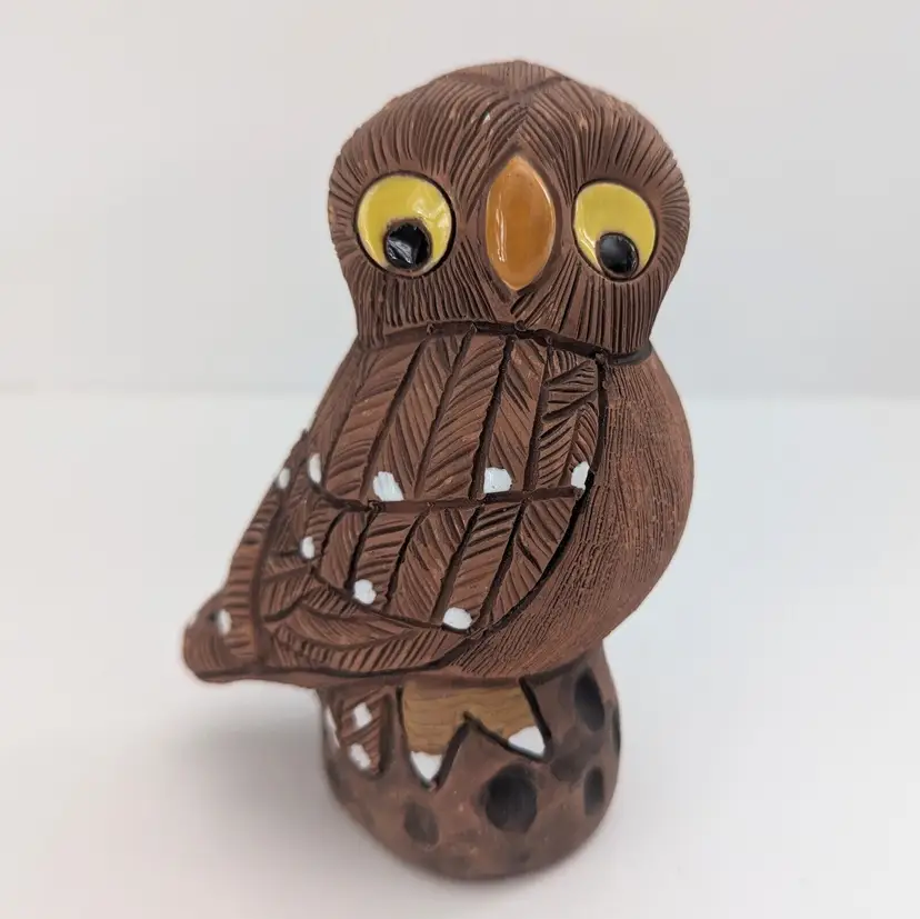 Vintage Casals Peru Pottery Owl Figurine 5" High