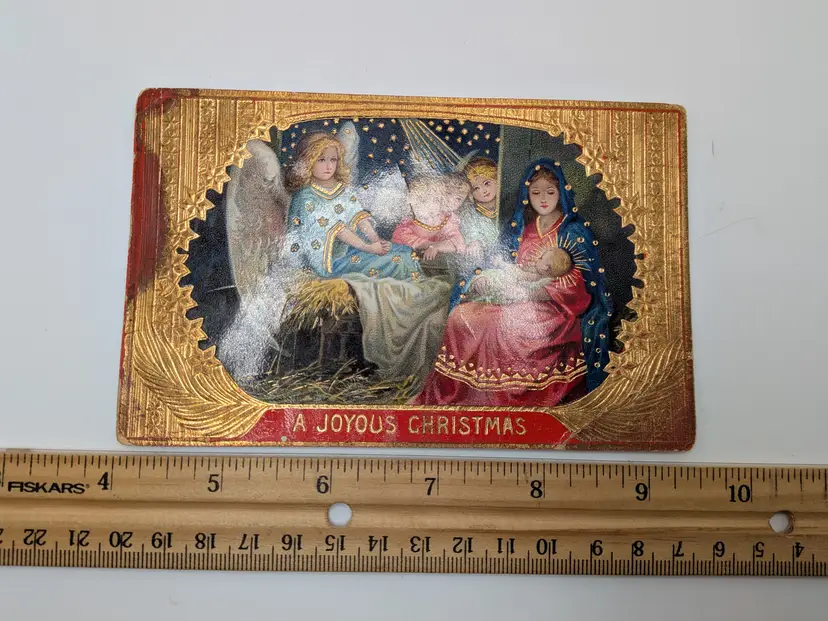 E16. Antique Postcard c1913 series 7912 green 1¢ stamp A JOYOUS CHRISTMAS