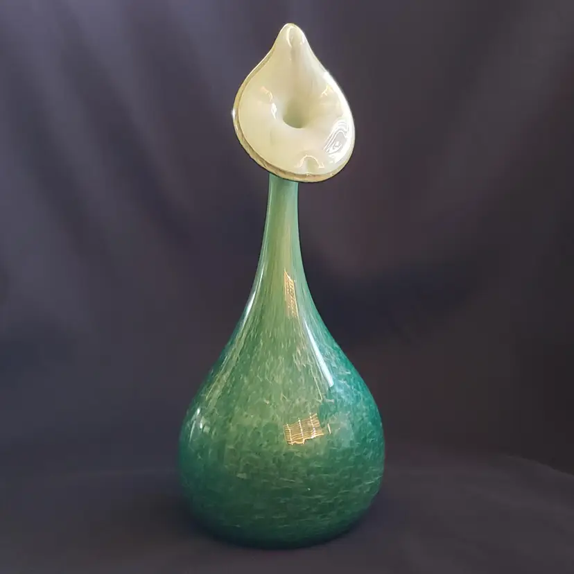 Art Glass Jack In The Pulpit Floral Vase Signed & Dated 10½" Tall Approximately