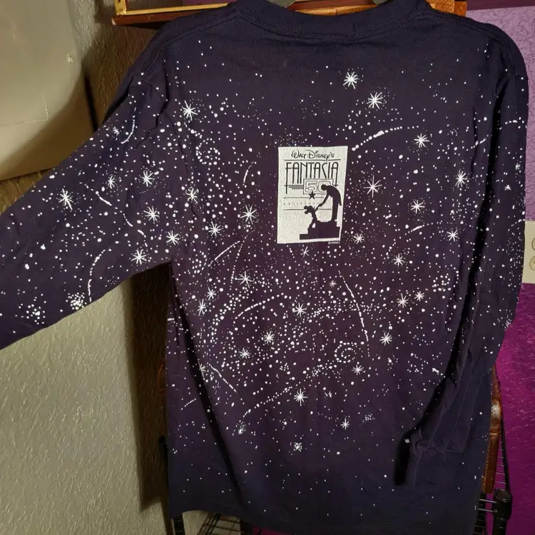 Vintage 1990 Disney Fantasia Long Sleeve Print Single Stitch Shirt, Size L