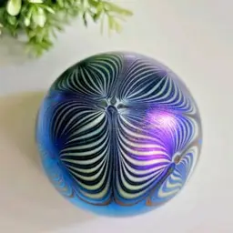 Vintage 1976 Northern Star Steven Smyers Pulled Feathers Art Glass Paperweight B30